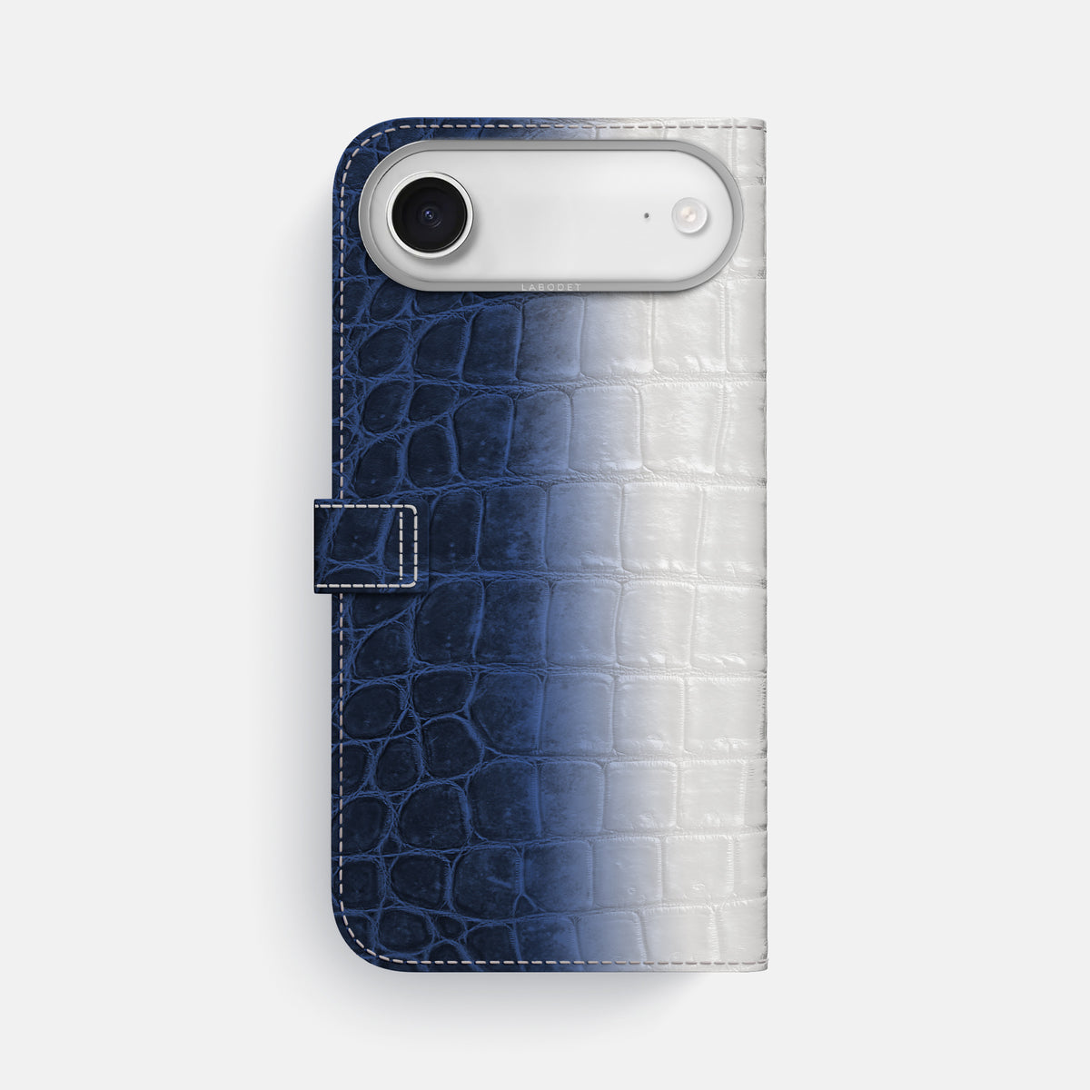Folio Case with Clasp For iPhone 17 Air In Himalayan Crocodile -3 | Navy-Blue-Steel