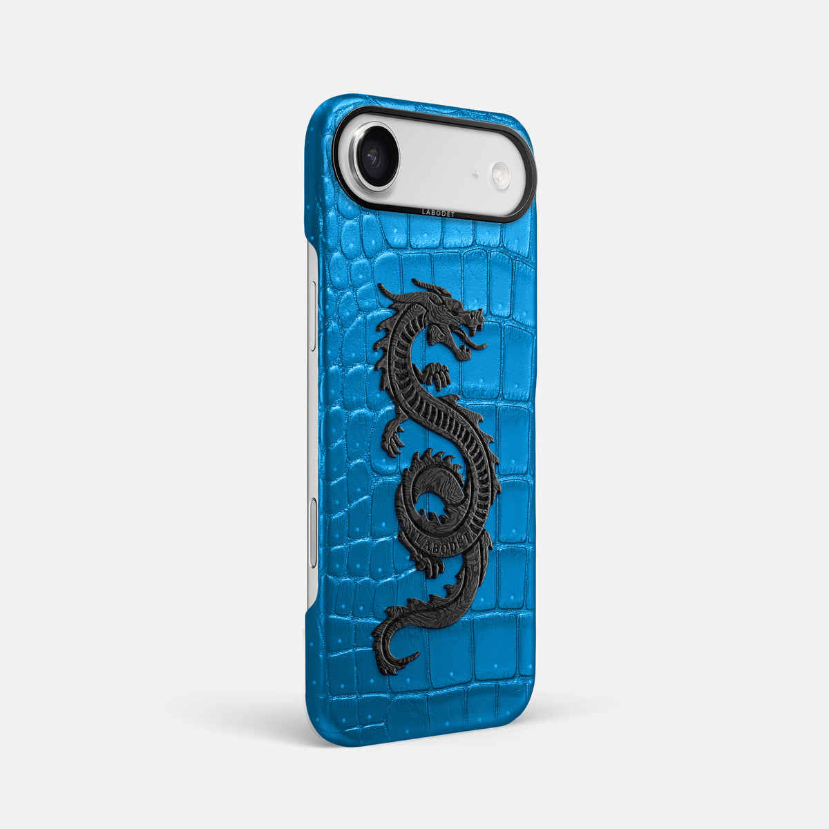 Classic Case With Carbon Dragon For iPhone 17 Air In Porosus Crocodile -2 | Blue-Lagoon-Black