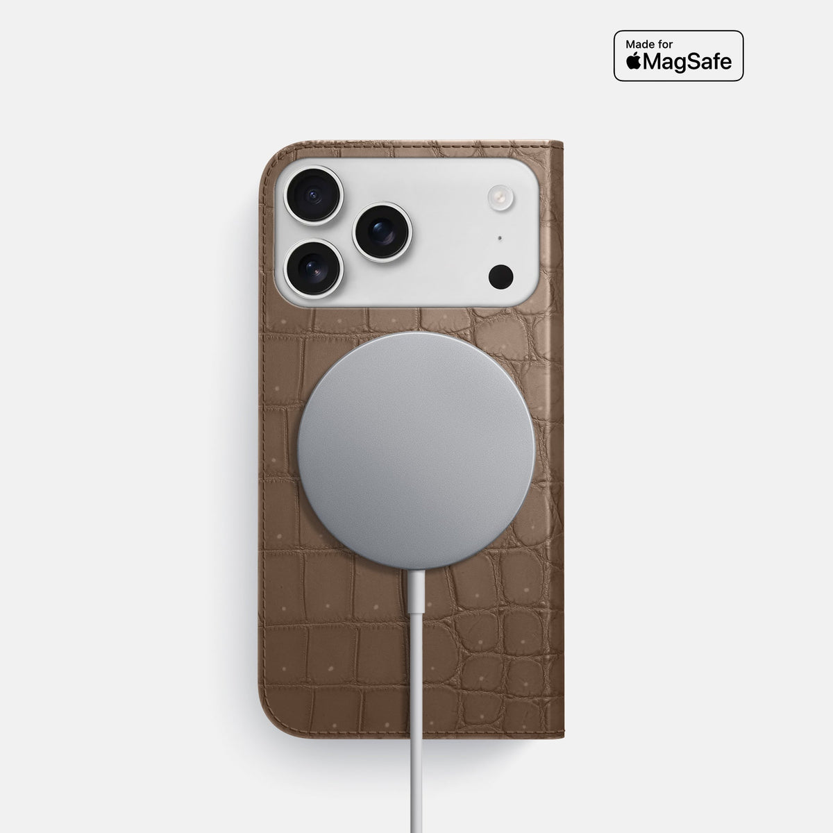 Folio Slim Case For iPhone 18 Pro In Porosus Crocodile -3 | Fur-Brown