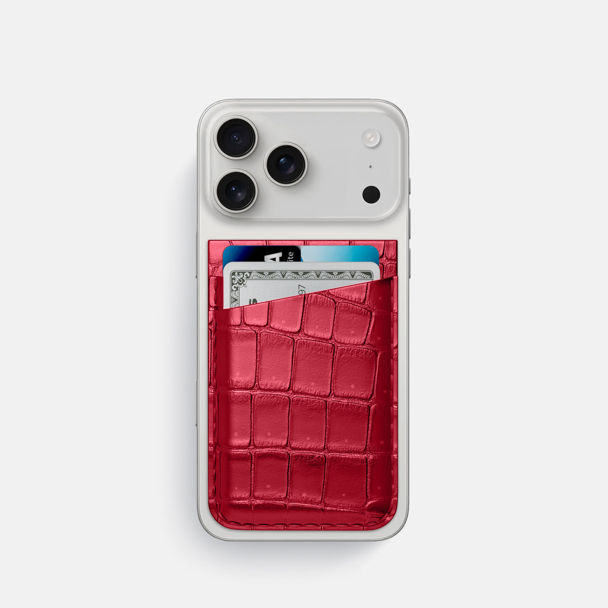 MagSafe Wallet For iPhone 17 Pro In Porosus Crocodile -1 | Burgundy