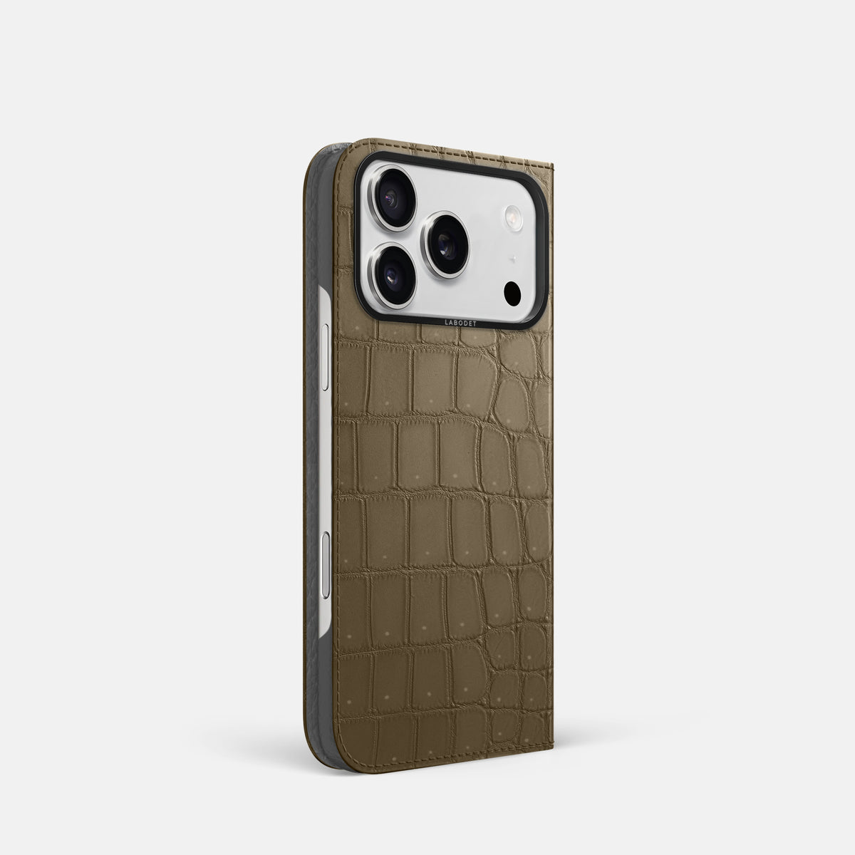 Folio Case For iPhone 17 Pro In Porosus Crocodile -1 | Kaki-Green-Black