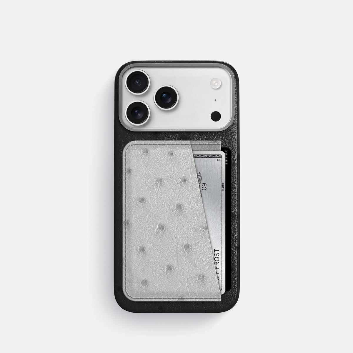 Double Card Case Coloré For iPhone 17 Pro In Ostrich -1 | Black-Steel