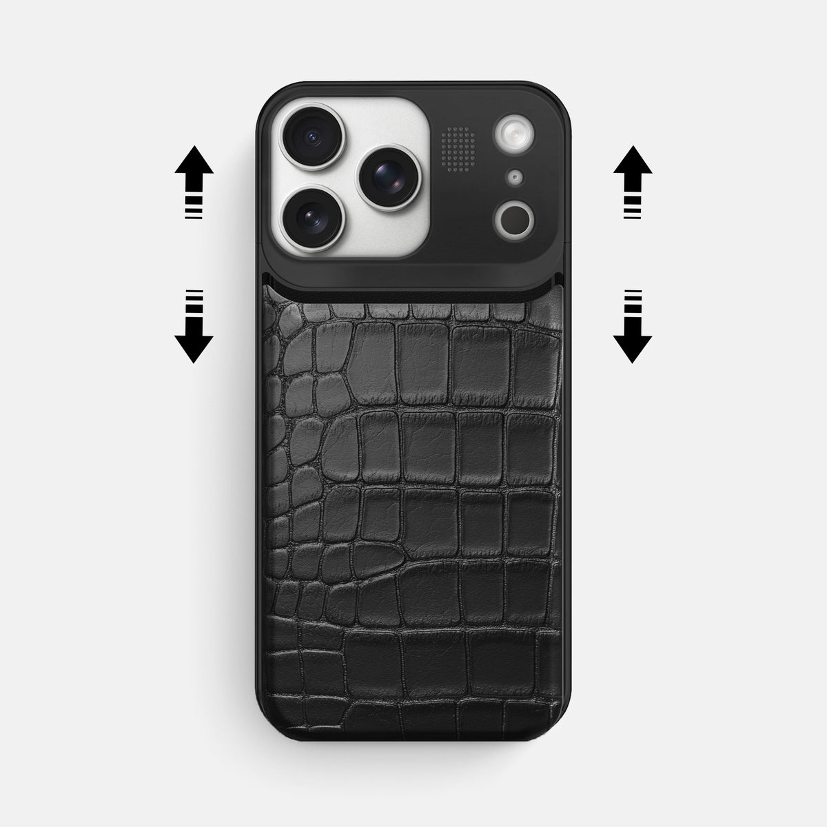 Metal Case For iPhone 17 Pro Max In Alligator -2 | Black-Black