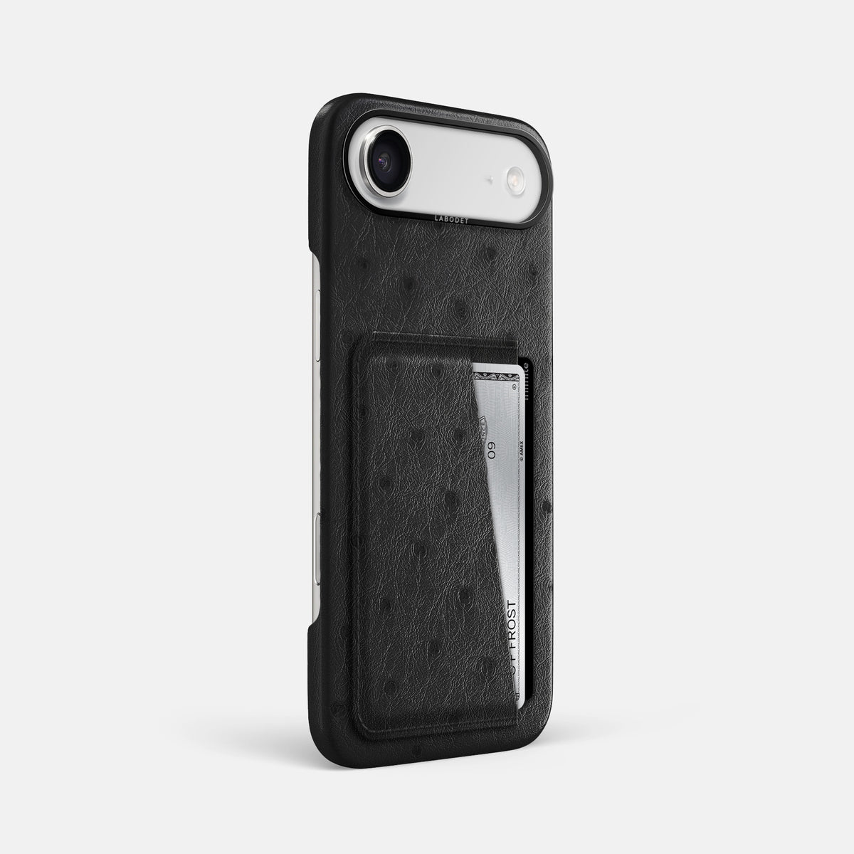 Double Card Case For iPhone 17 Air In Ostrich -2 | Black-Black