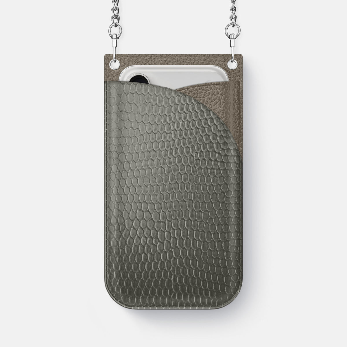Crossbody Bag For iPhone 18 Pro Max In Lizard -1 | Grey-Steel