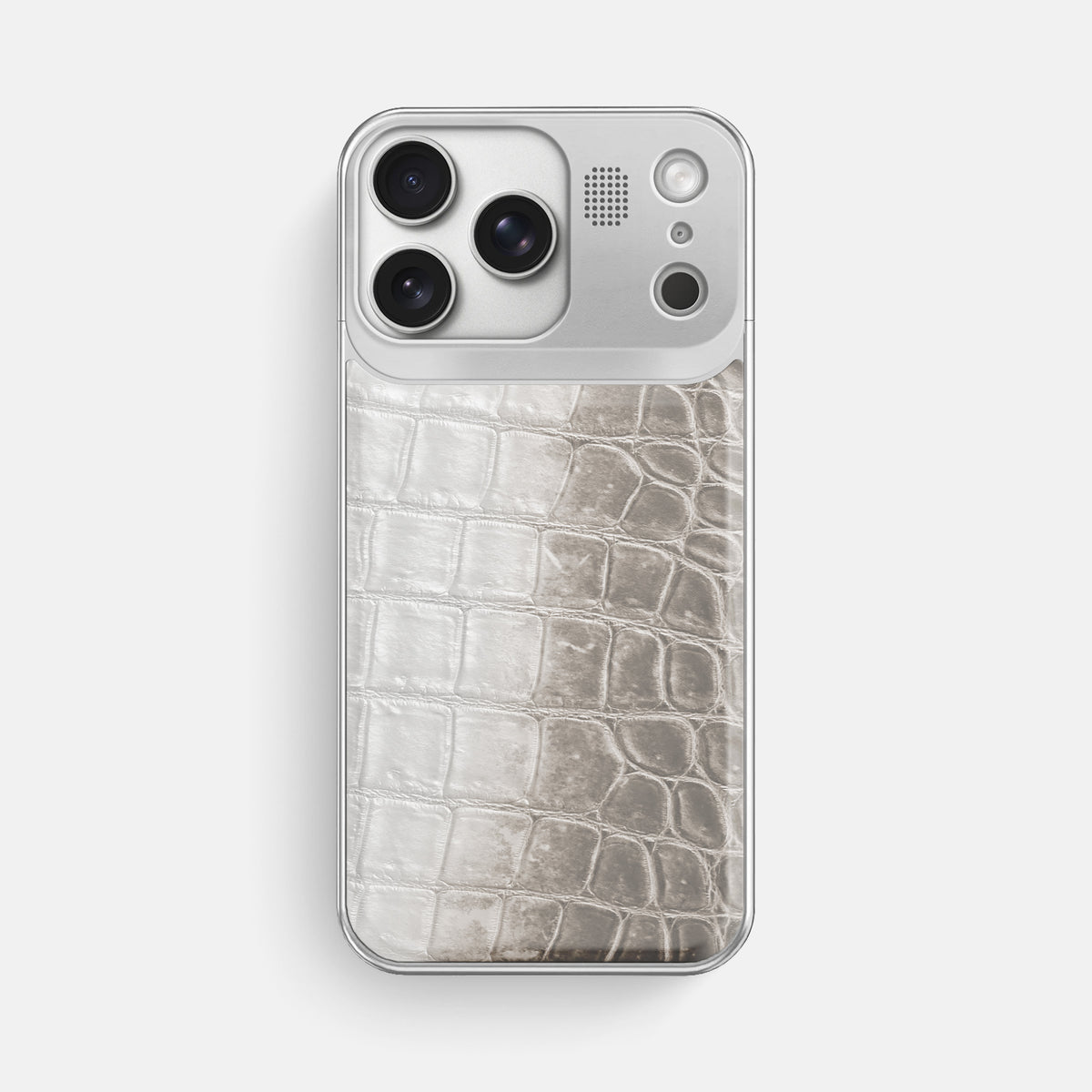 Metal Case For iPhone 17 Pro Max In Himalayan Crocodile -1 | Grey-Steel