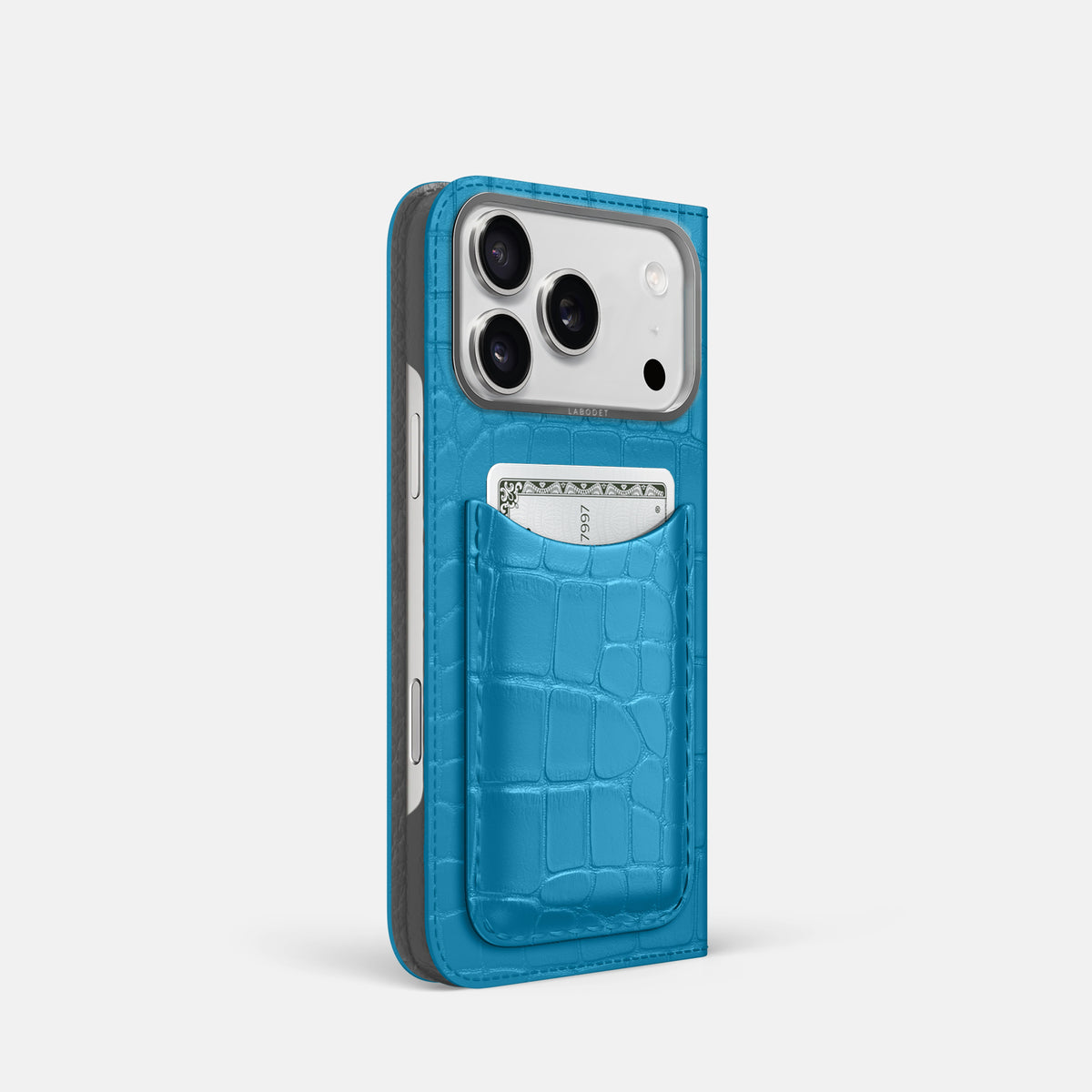 Folio Case with Card For iPhone 17 Pro In Alligator -1 | Curaçao-Blue-Steel