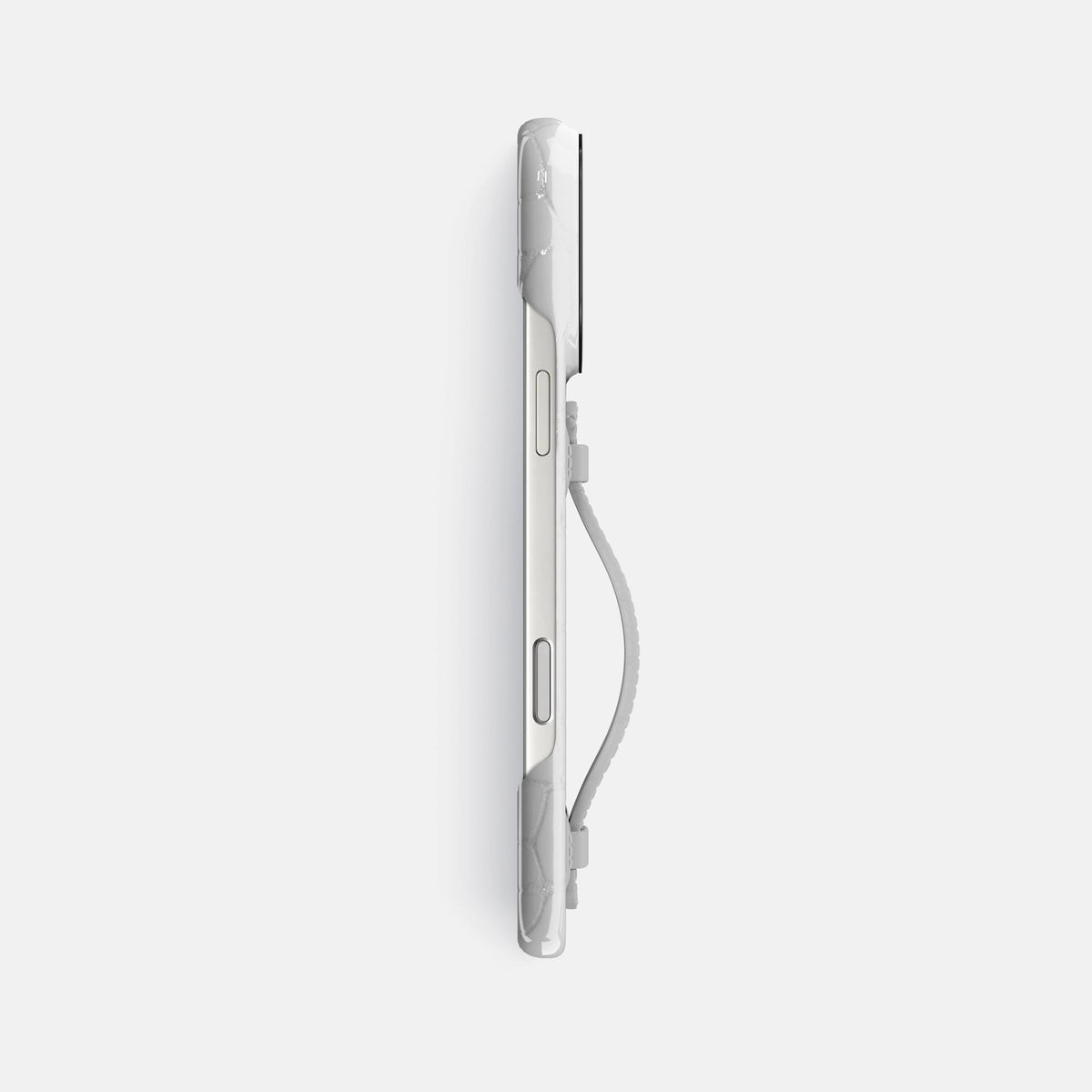 Center Handle For iPhone 18 Pro Max In Shiny Alligator -2 | White-Black