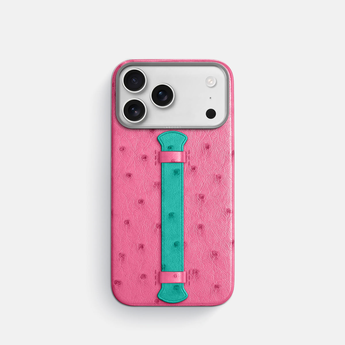 Center Handle Coloré For iPhone 17 Pro In Ostrich -1 | Pink-Steel