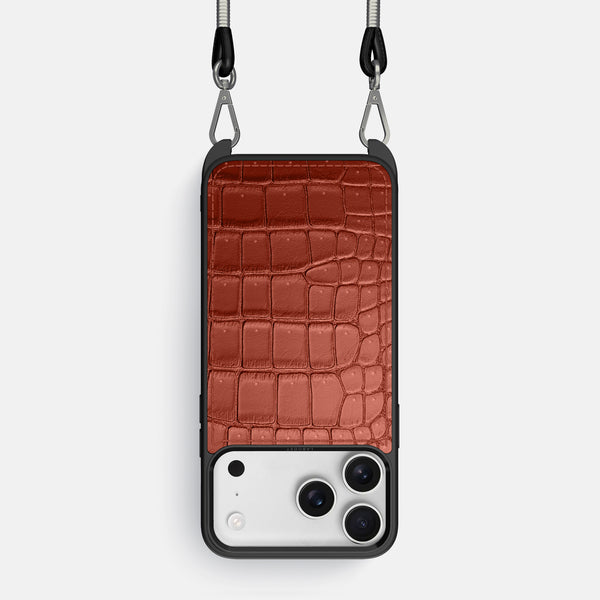 Crossbody Sport Case For iPhone 17 Pro In Porosus Crocodile