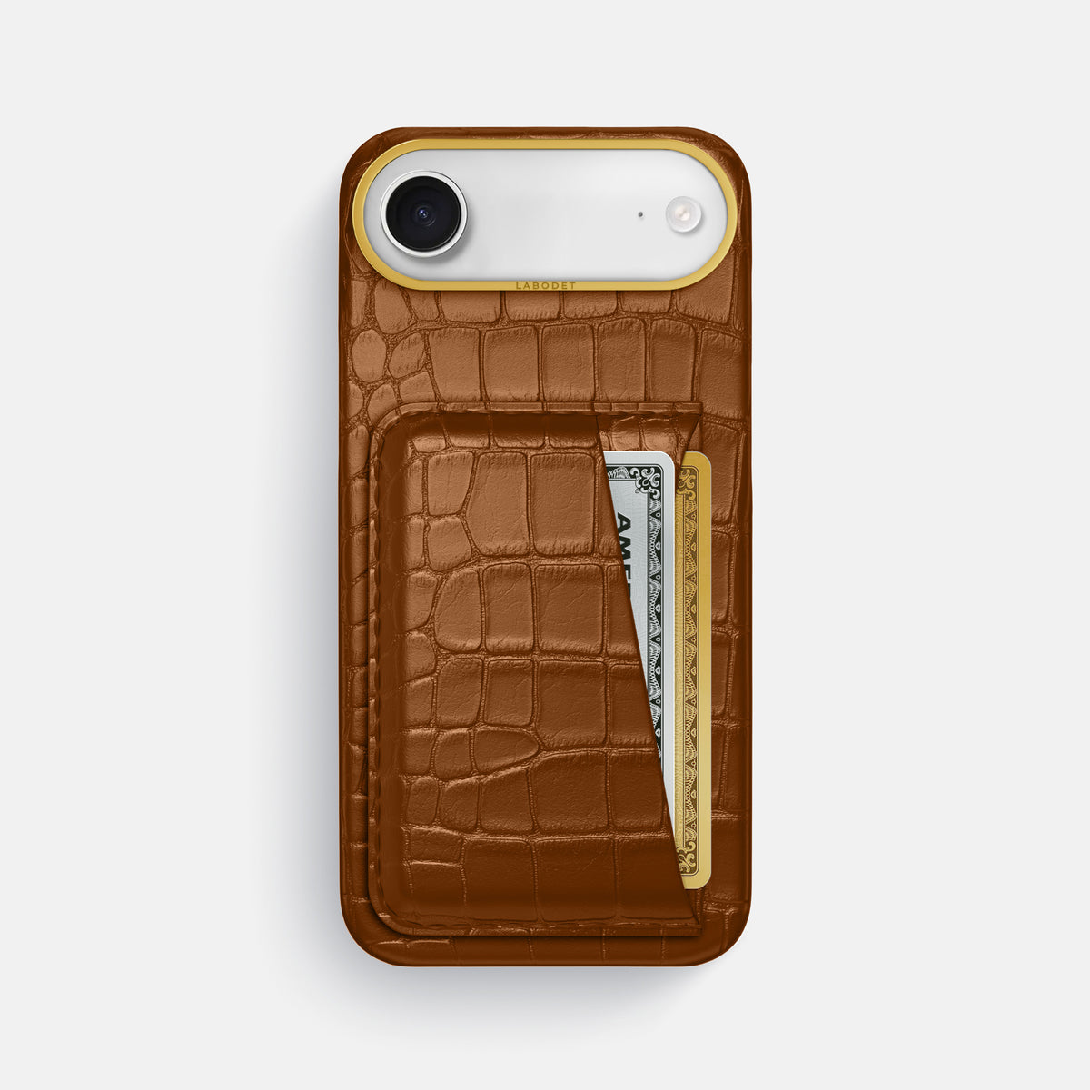 Double Card Case For iPhone 17 Air In Alligator -1 | Honey-Gold