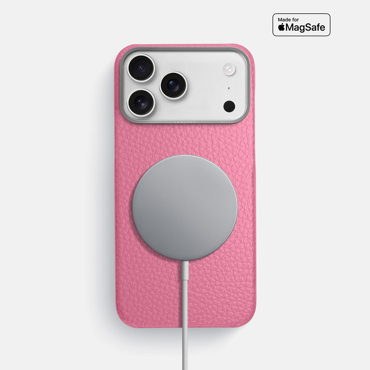 Classic Case For iPhone 17 Pro Max In Calf -5 | Pink-Steel