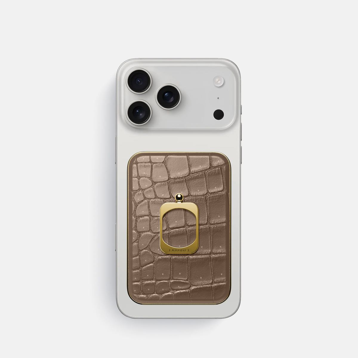 MagSafe Ring For iPhone 17 Pro In Porosus Crocodile -2 | Fur-Brown-Gold