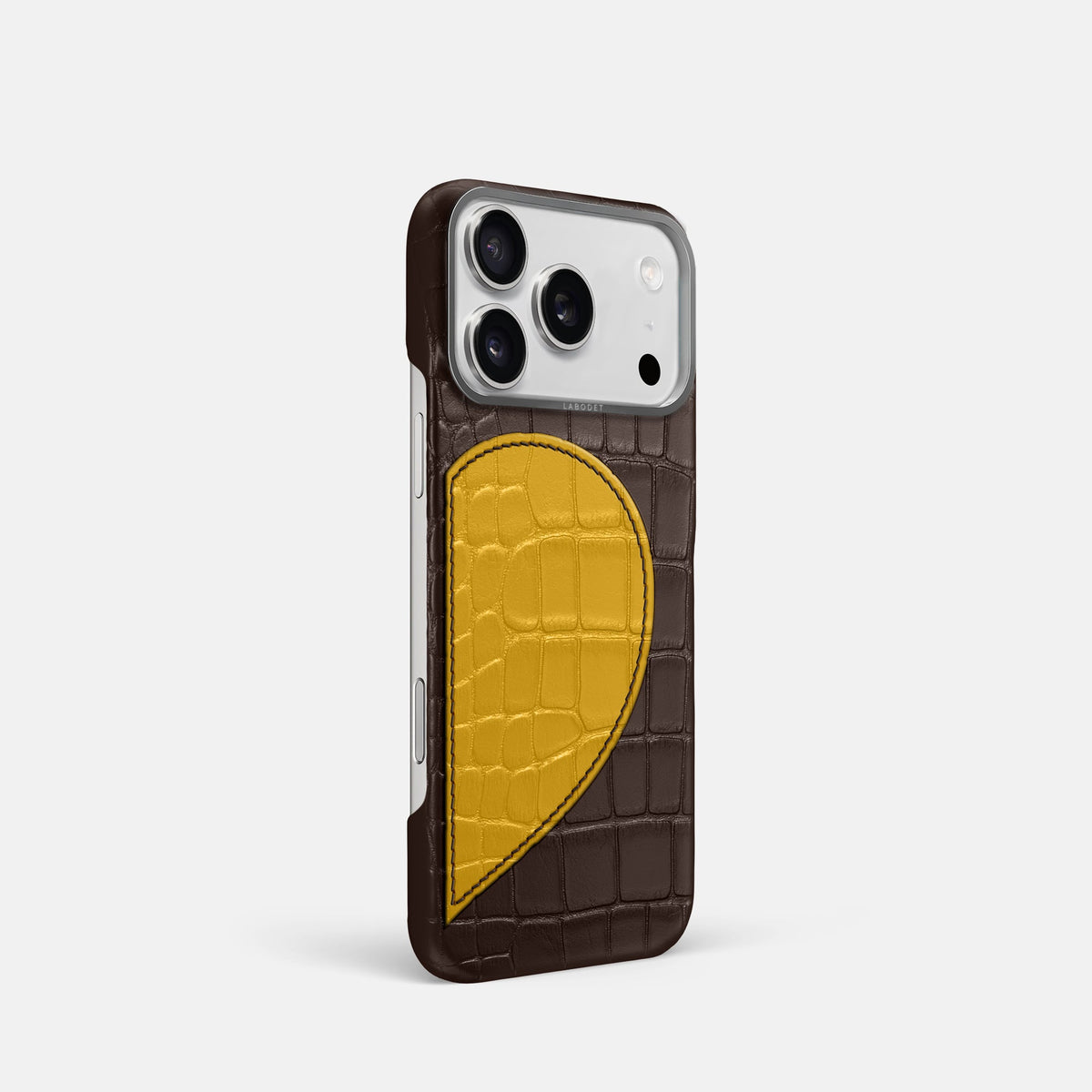 Classic Case With Half Heart - Right For iPhone 18 Pro In Alligator -2 | Dark-Brown-Steel