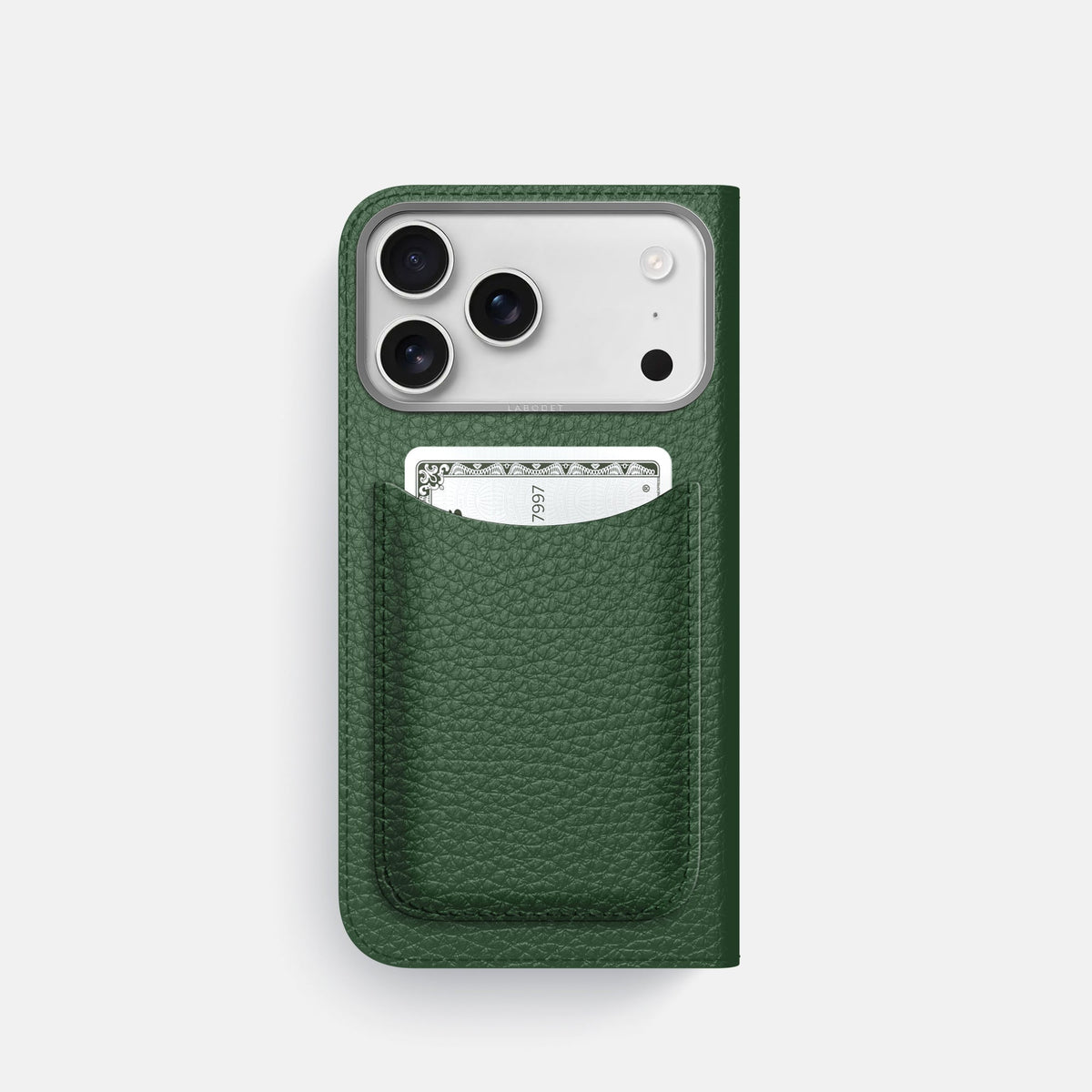 Folio Case with Card For iPhone 18 Pro In Calf -3 | Dark-Green-Steel