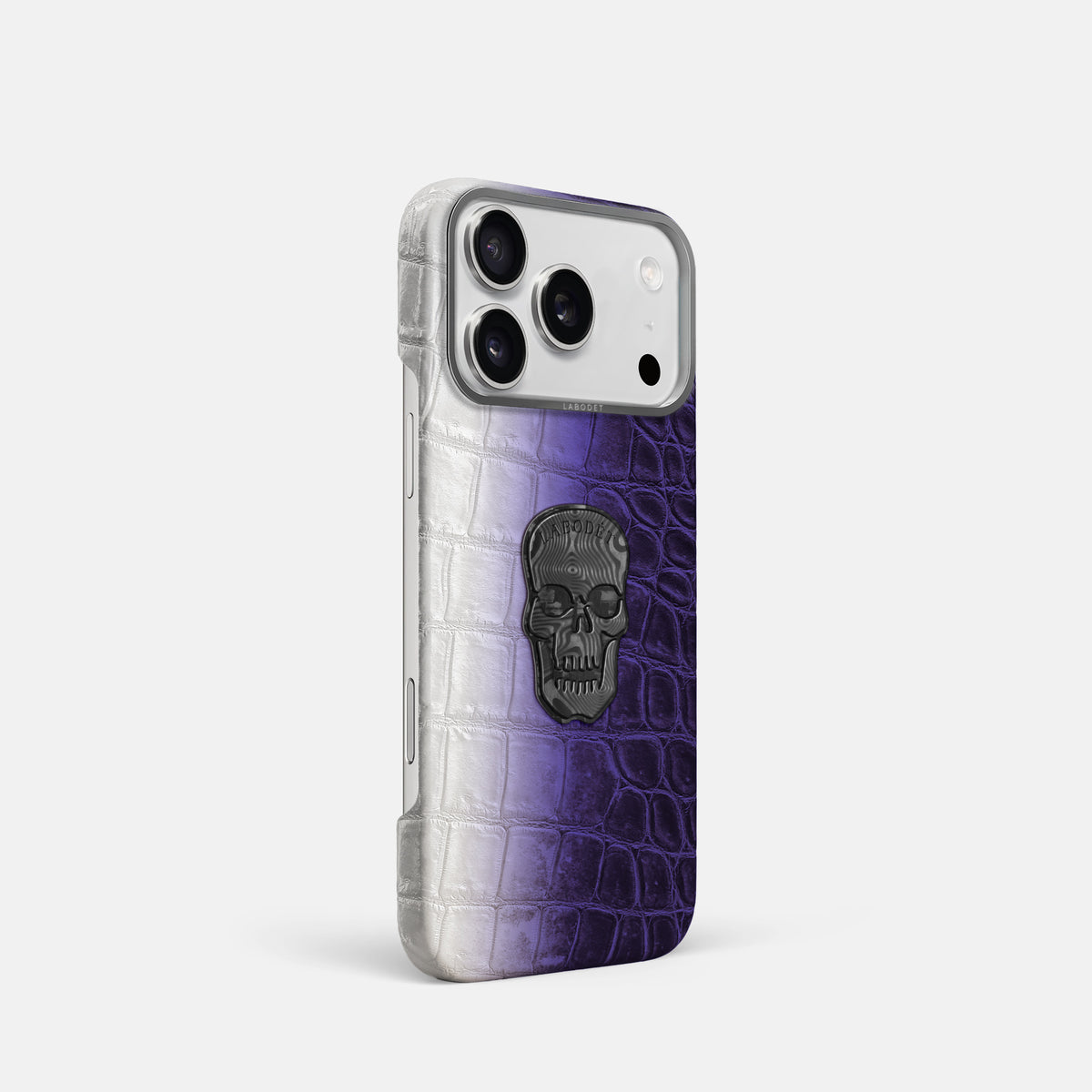 Classic Case With Carbon Skull For iPhone 17 Pro In Himalayan Crocodile -2 | Purple-Steel