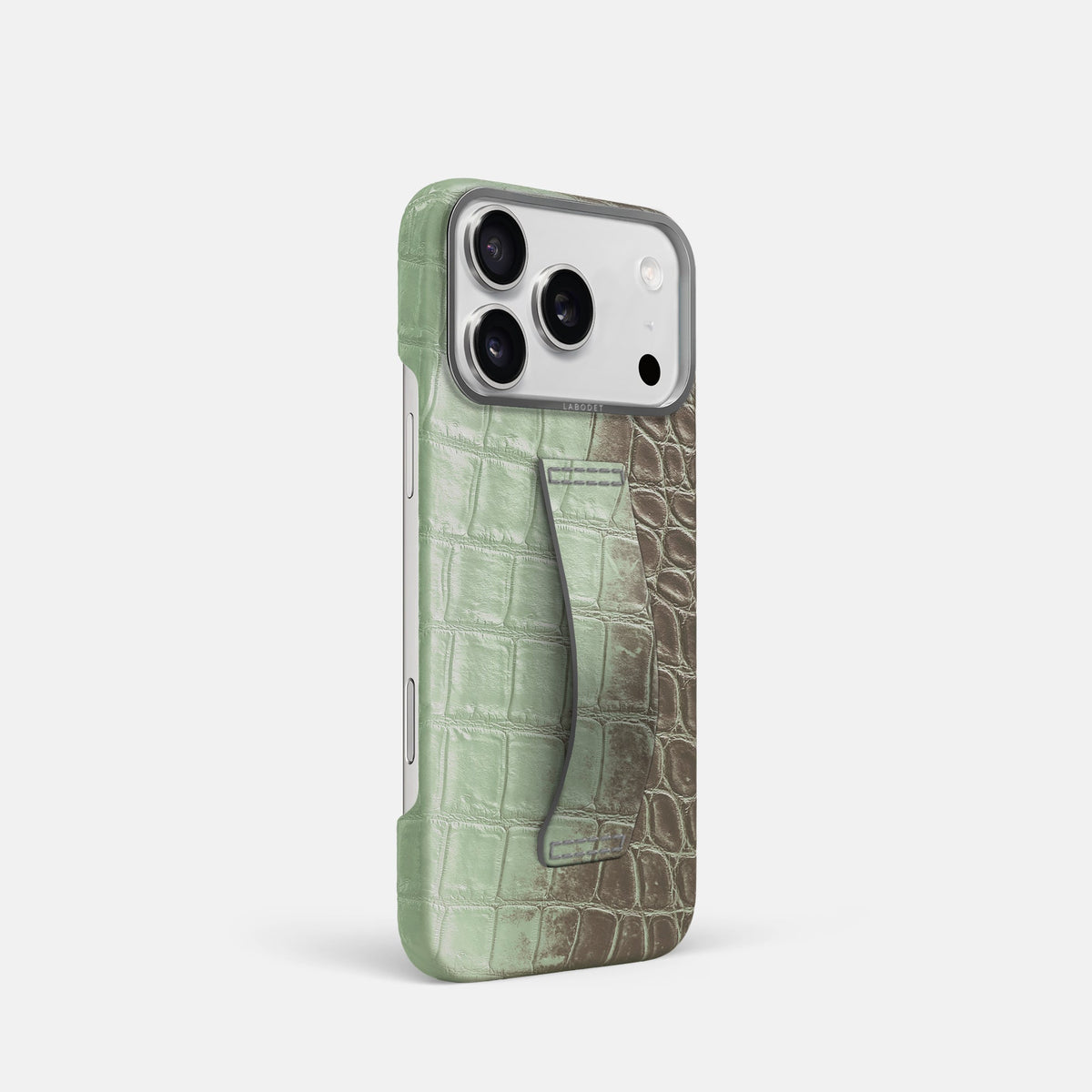 Finger Case For iPhone 18 Pro In Himalayan Crocodile -2 | Pistachio-Steel