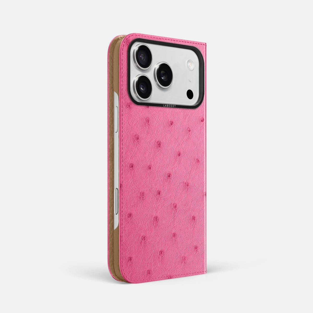 Folio Case For iPhone 18 Pro Max In Ostrich -1 | Pink-Black