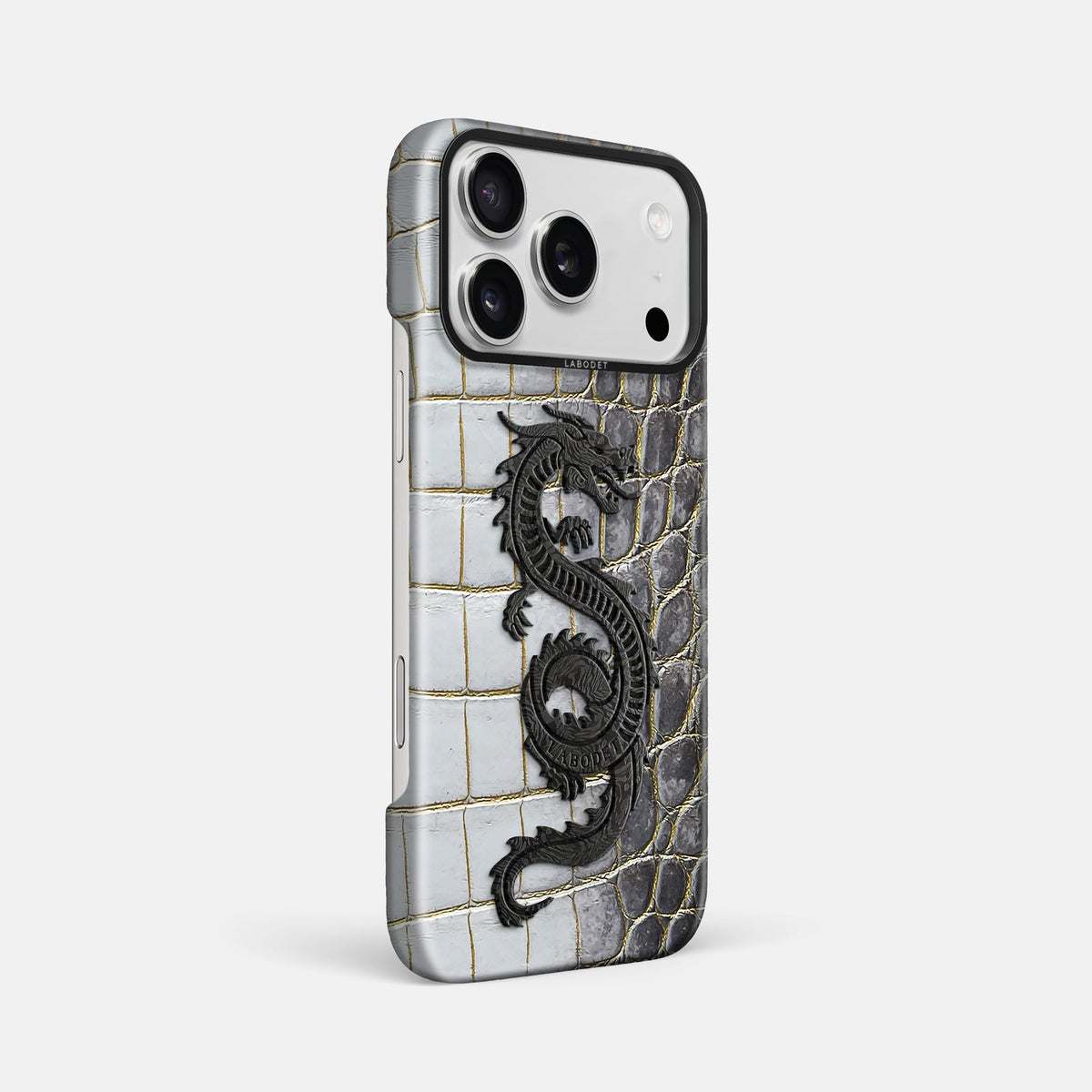 Classic Case With Carbon Dragon For iPhone 18 Pro Max In Himalayan Crocodile -2 | Gold-Black