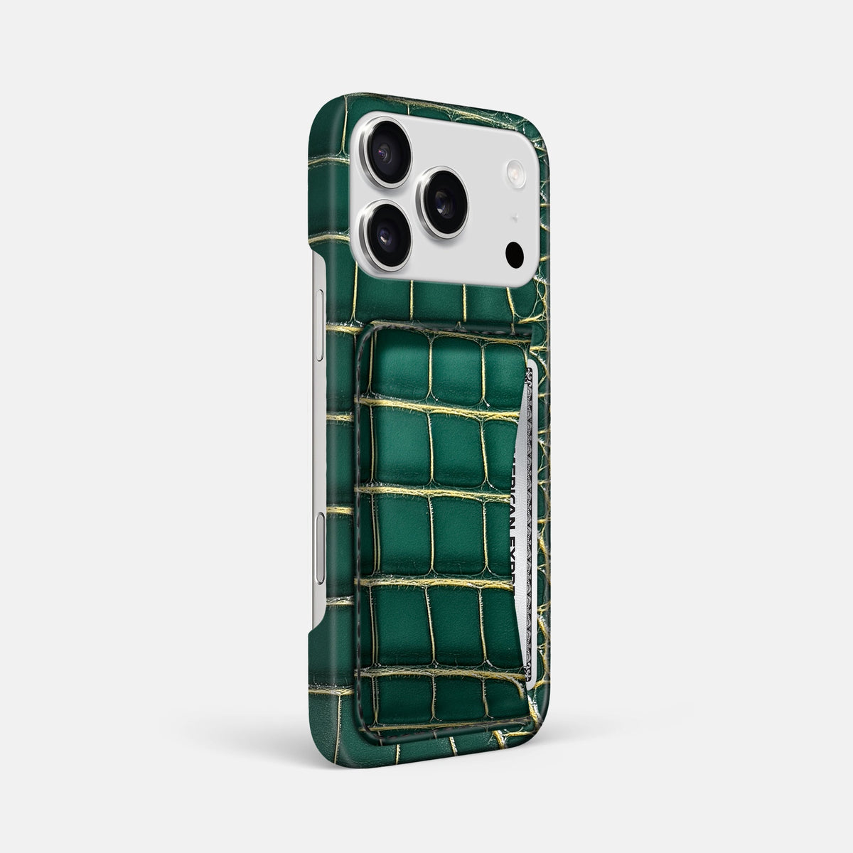 Slim Card Case For iPhone 18 Pro Max In Patina Alligator -2 | Cambridge