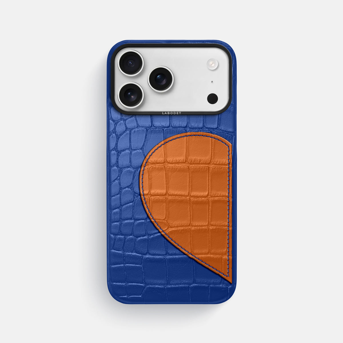 Classic Case With Half Heart - Left For iPhone 17 Pro Max In Alligator -1 | Royal-Blue-Black