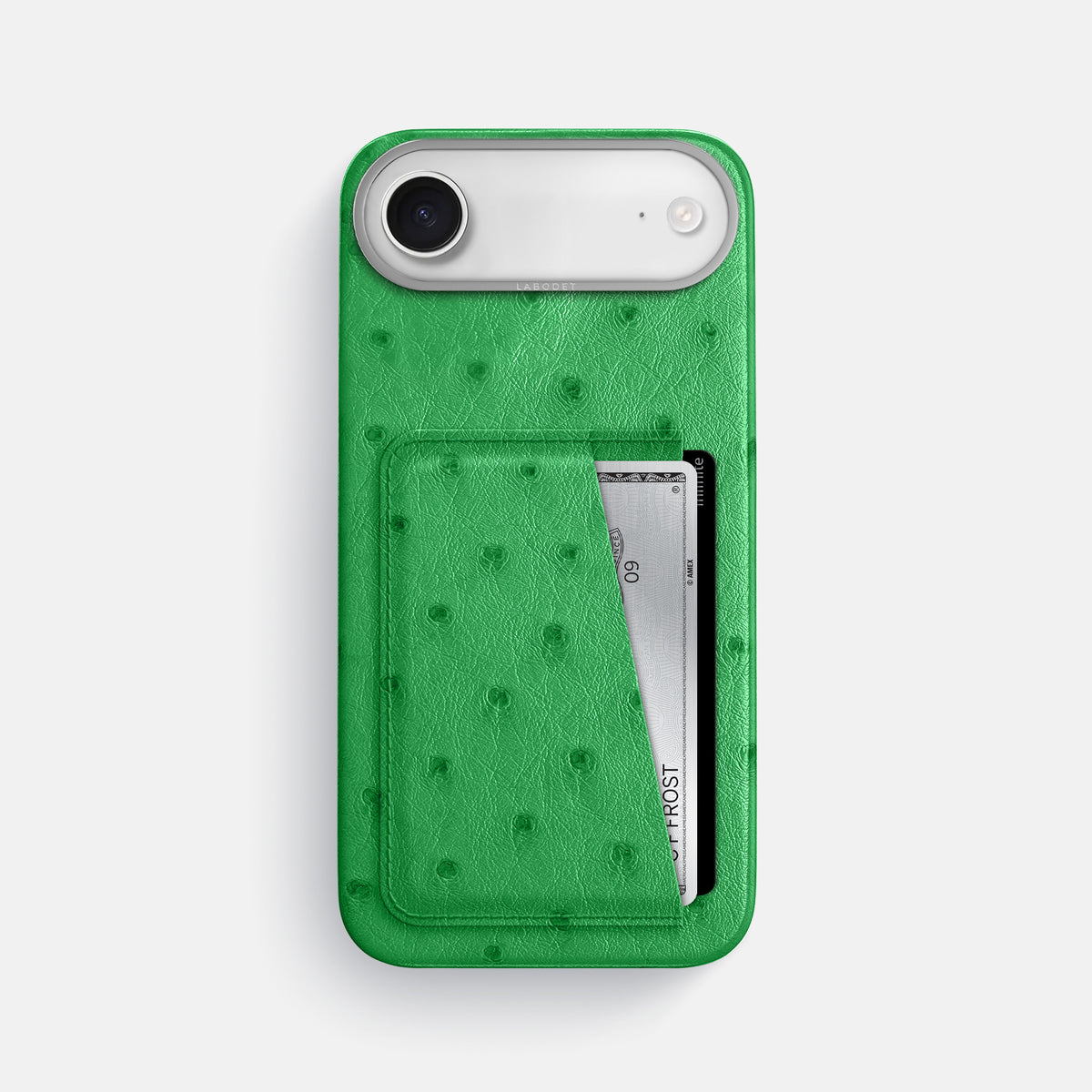 Double Card Case For iPhone 17 Air In Ostrich -1 | Kentucky-Green-Steel