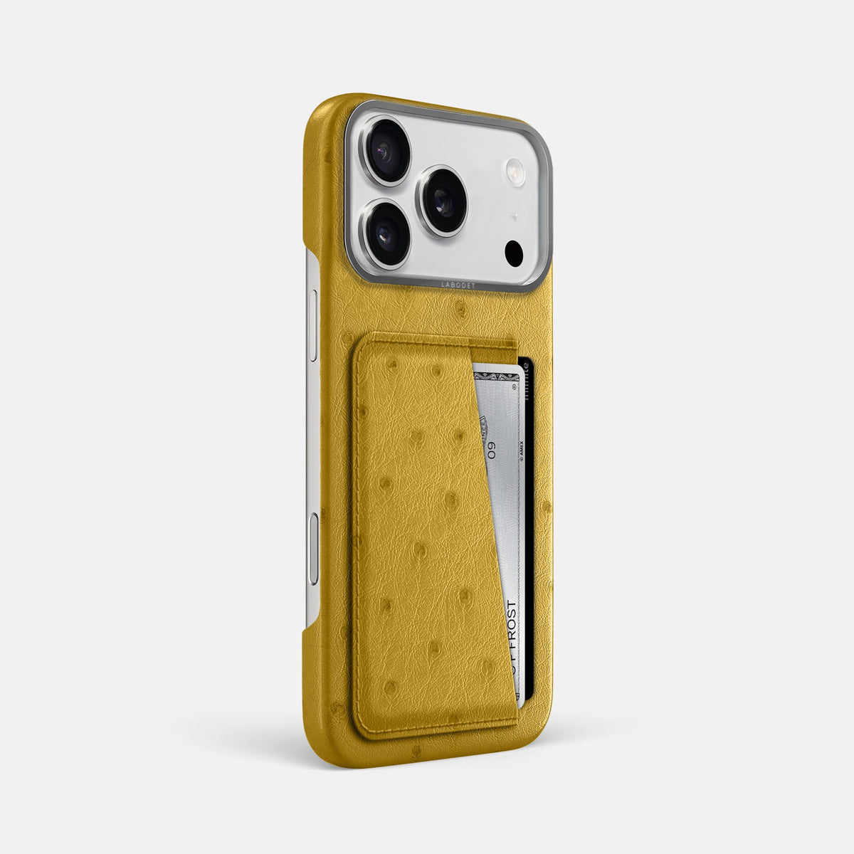 Double Card Case For iPhone 18 Pro Max In Ostrich -2 | Gold-Steel