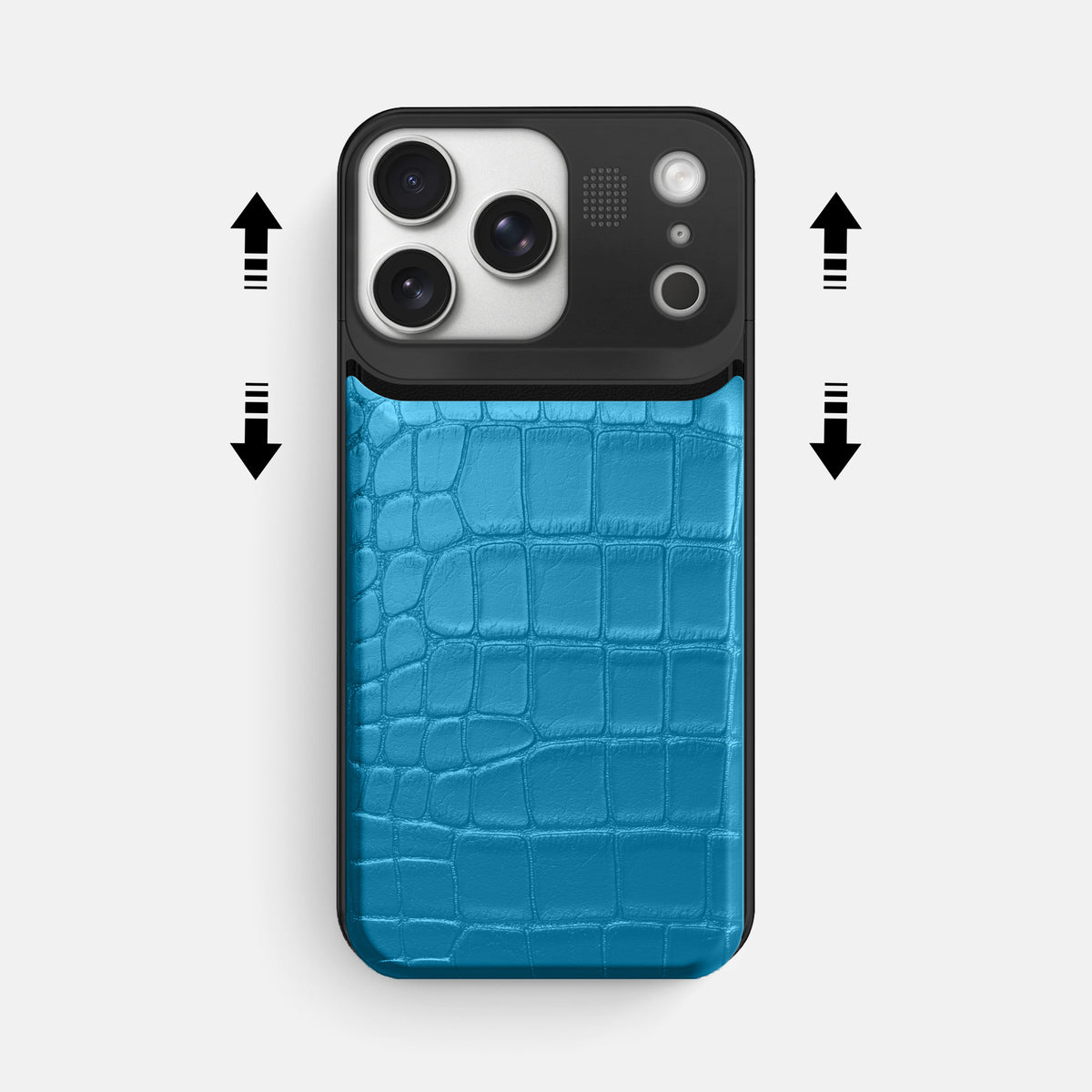 Metal Case For iPhone 17 Pro Max In Alligator -2 | Curaçao-Blue-Black