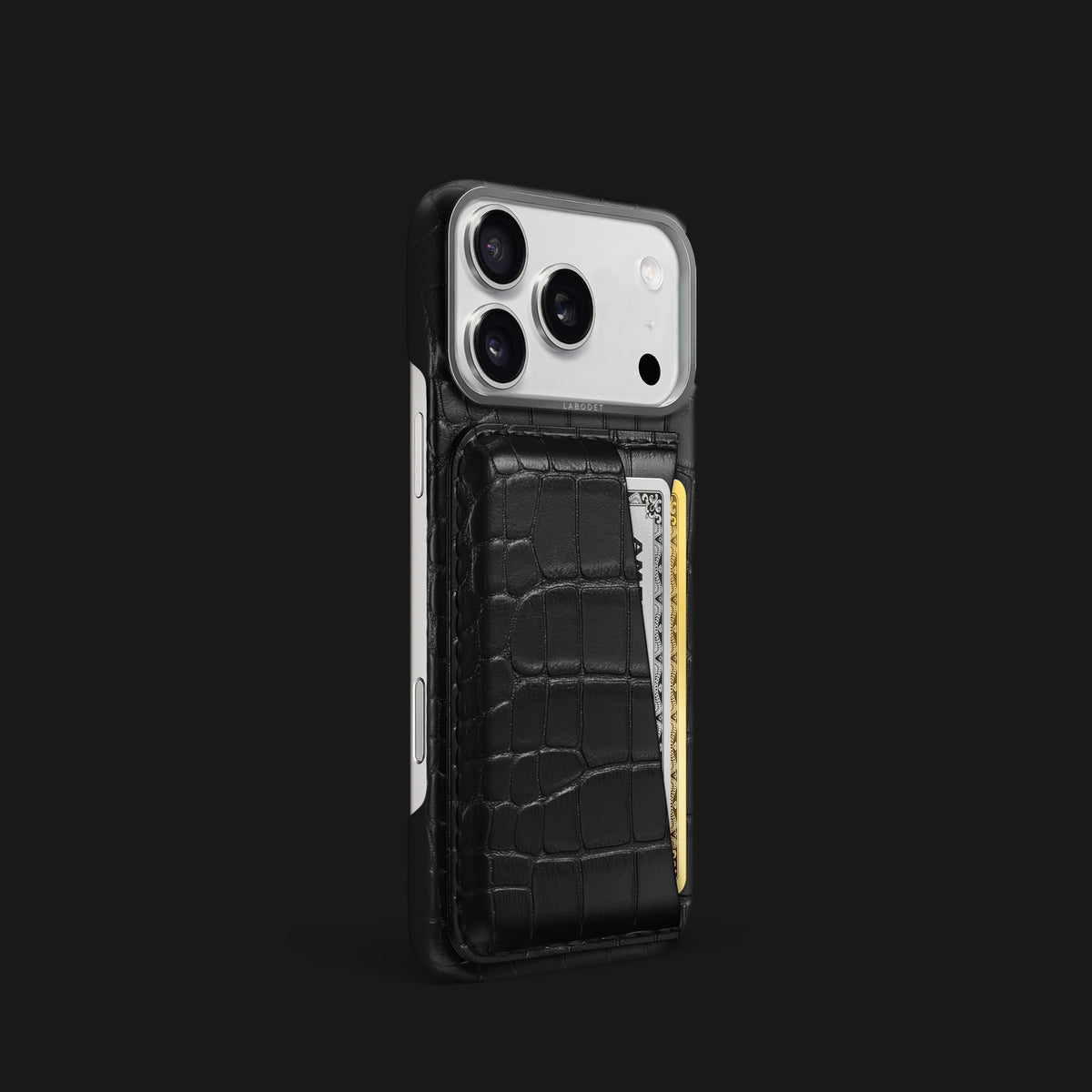 Double Card Case Edition Black For iPhone 17 Pro In Alligator -2 | Edition-Black-Steel