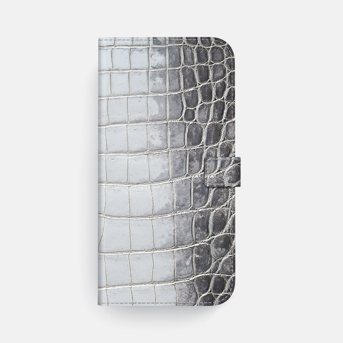 Folio Case with Clasp For iPhone 18 Pro Max In Himalayan Crocodile -4 | Silver-Black