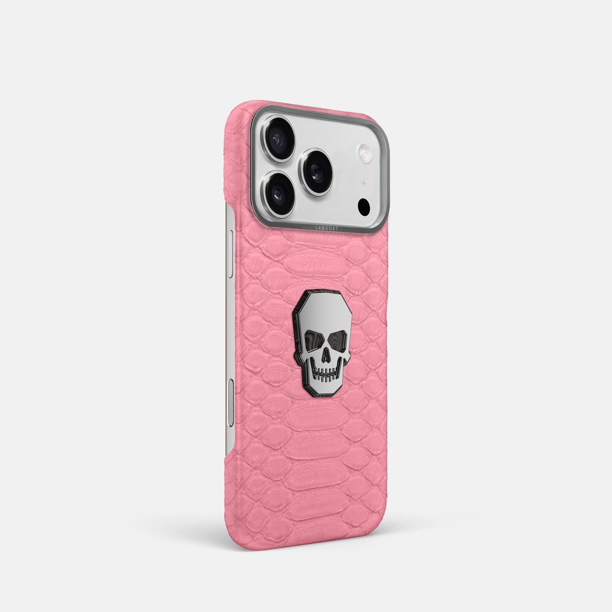 Classic Case With Titanium Skull For iPhone 18 Pro In Python -2 | Pink-Steel