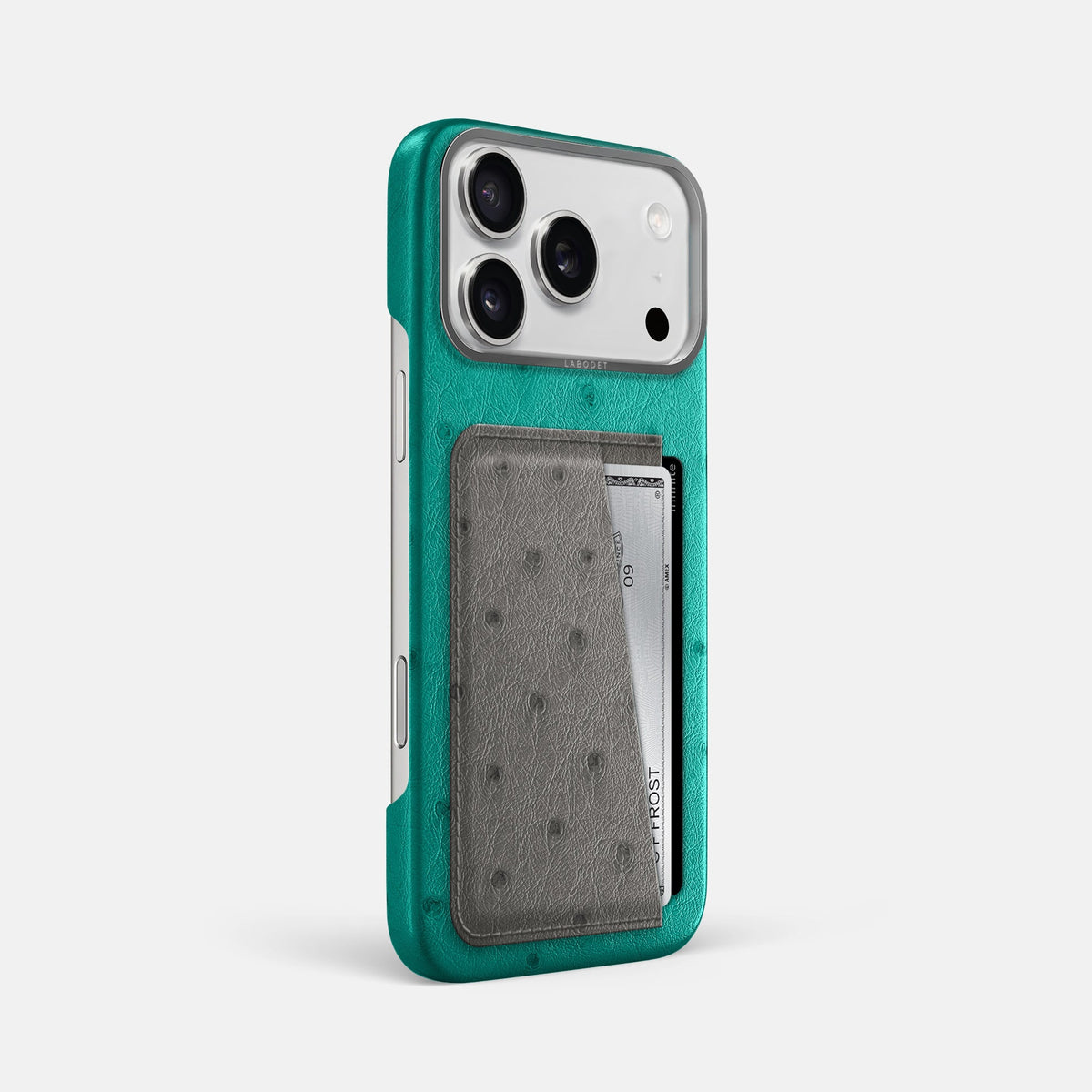 Double Card Case Coloré For iPhone 18 Pro Max In Ostrich -2 | Turquoise-Steel