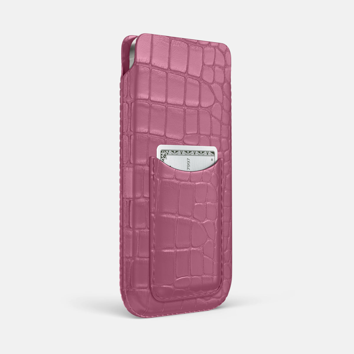 Pouch Card Case For iPhone 17 Pro Max In Alligator -2 | Pink-Lagoon