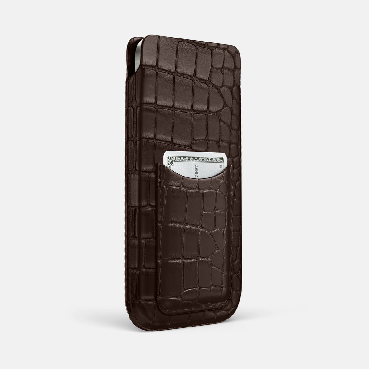 Pouch Card Case For iPhone 17 Air In Alligator -2 | Dark-Brown