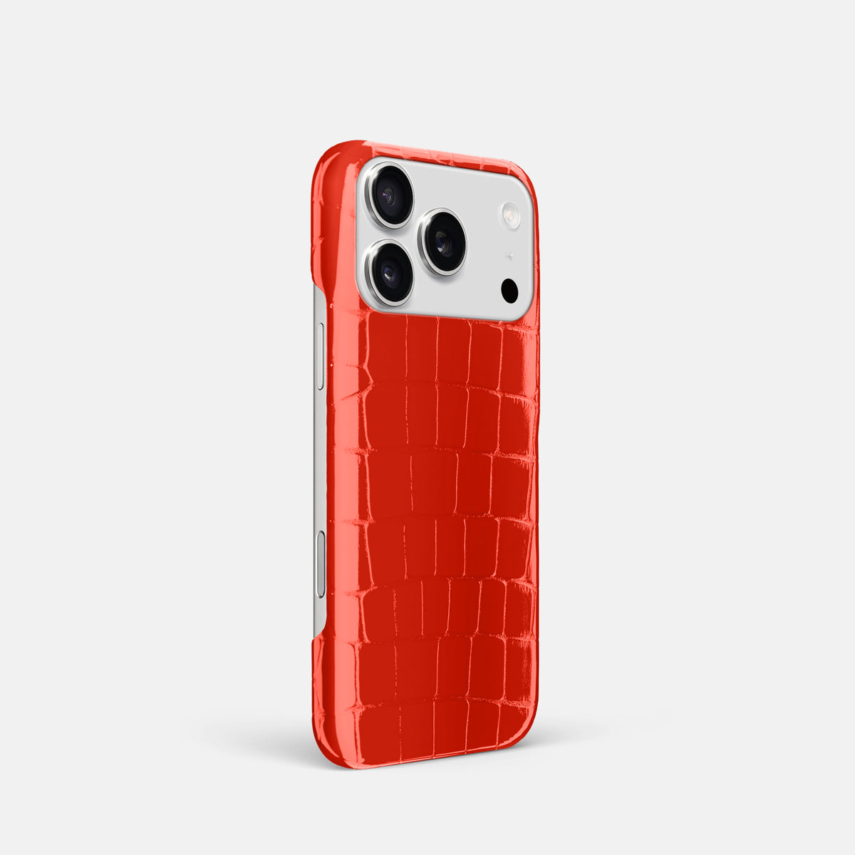 Slim Case For iPhone 17 Pro In Shiny Alligator -2 | Coral-Orange