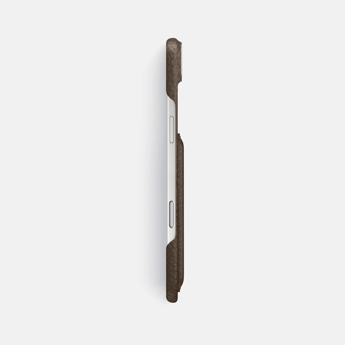 Double Card Case For iPhone 17 Air In Calf -3 | Dark-Brown-Steel