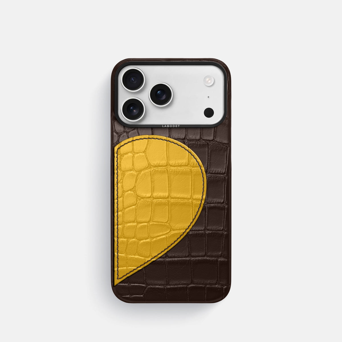 Classic Case With Half Heart - Right For iPhone 18 Pro In Alligator -1 | Dark-Brown-Black