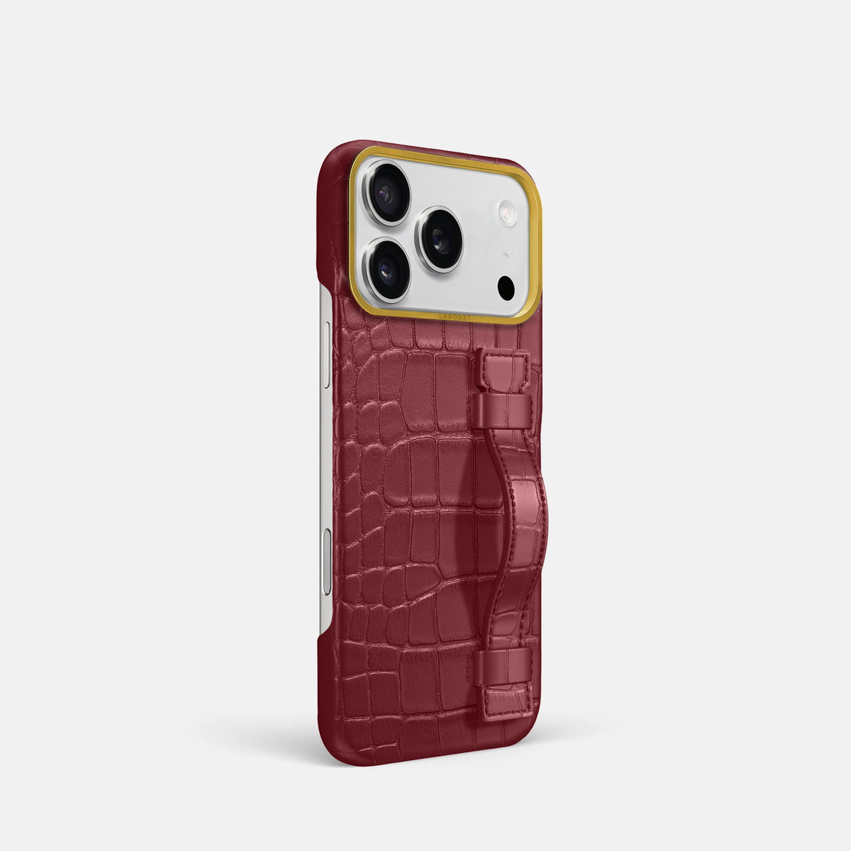 Handle Case For iPhone 18 Pro In Alligator -2 | Burgundy-Gold