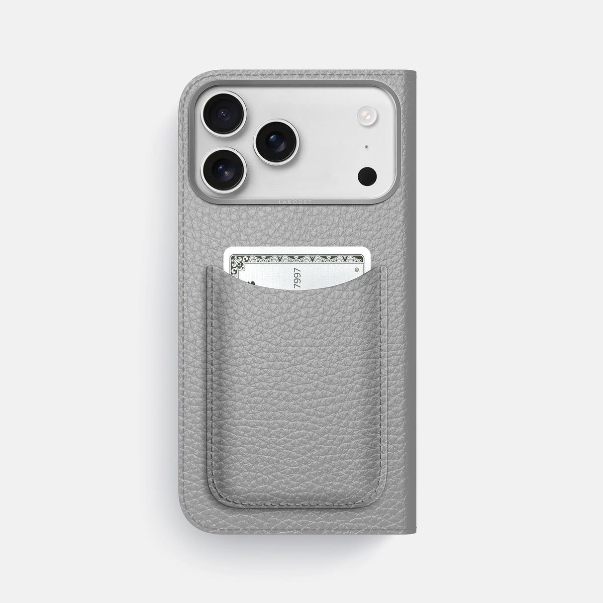 Folio Case with Card For iPhone 18 Pro Max In Calf -3 | Nuage-Steel