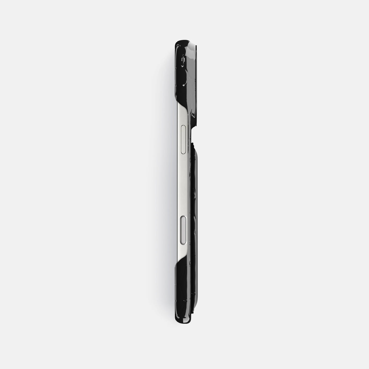 Double Card Case For iPhone 17 Pro Max In Shiny Alligator -3 | Black-Black