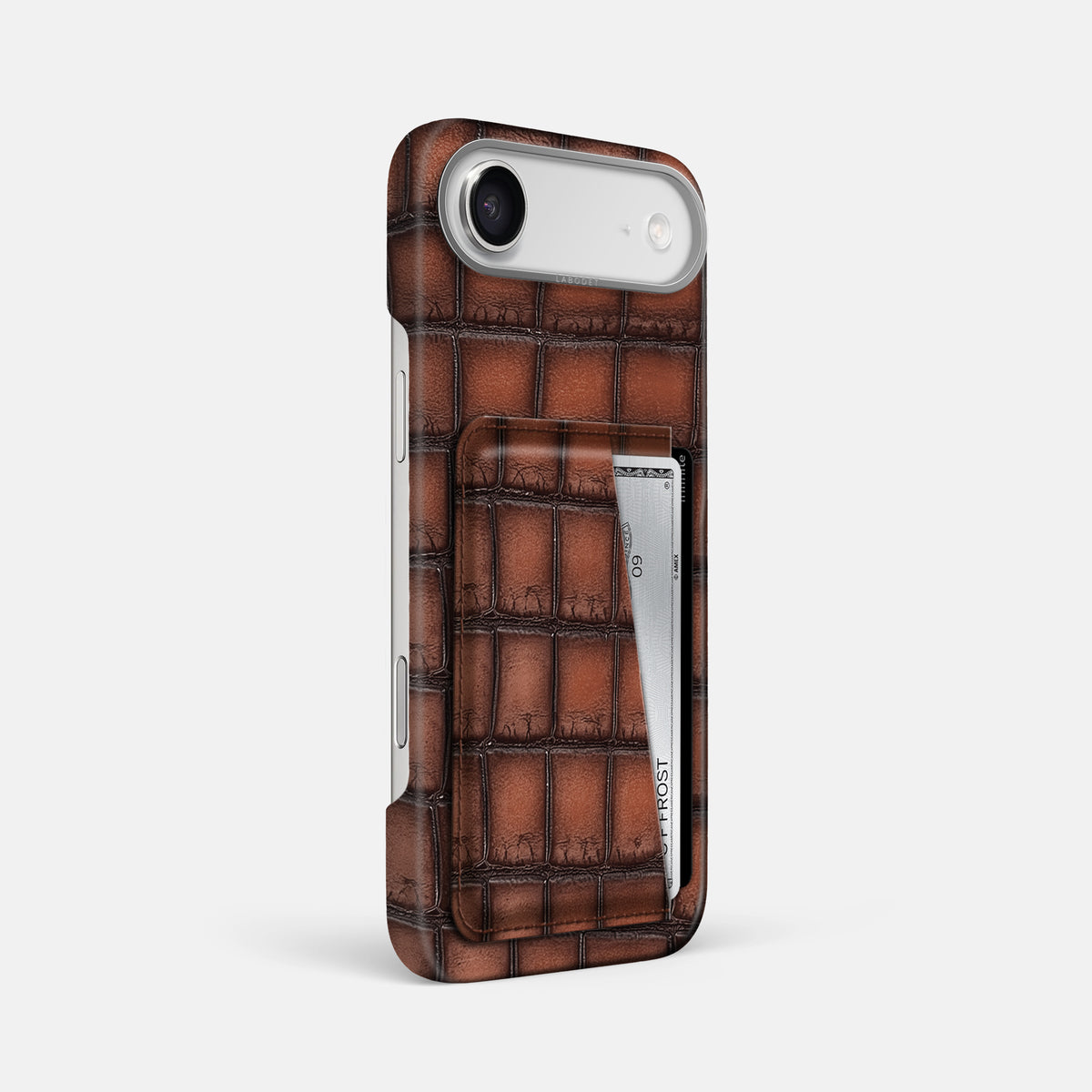 Double Card Case For iPhone 17 Air In Patina Alligator -2 | Baobab-Steel
