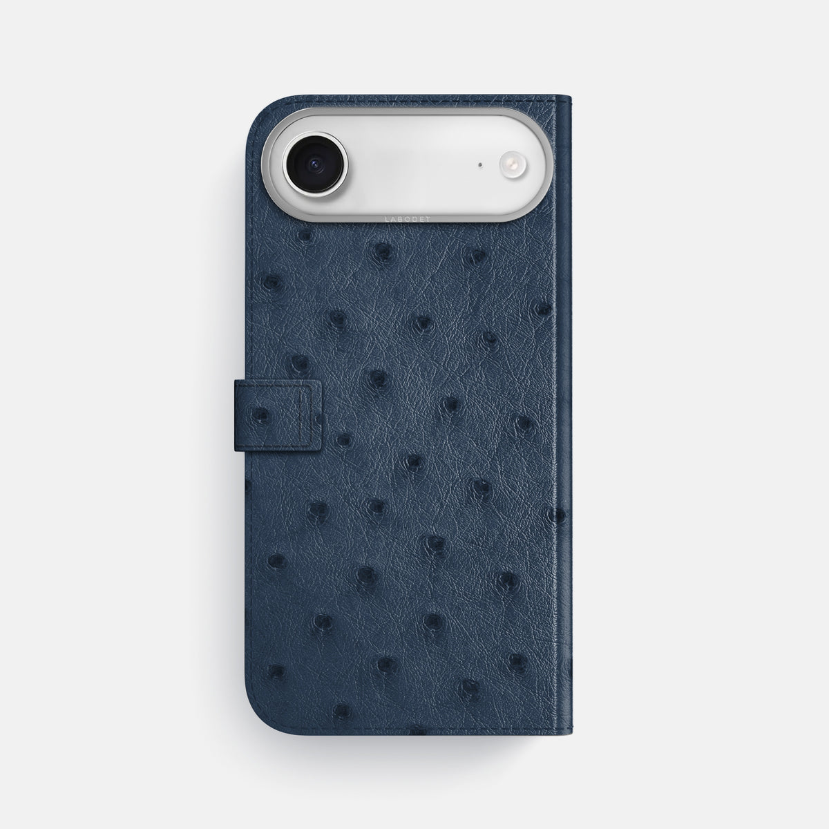 Folio Case with Clasp For iPhone 17 Air In Ostrich -3 | Navy-Blue-Steel