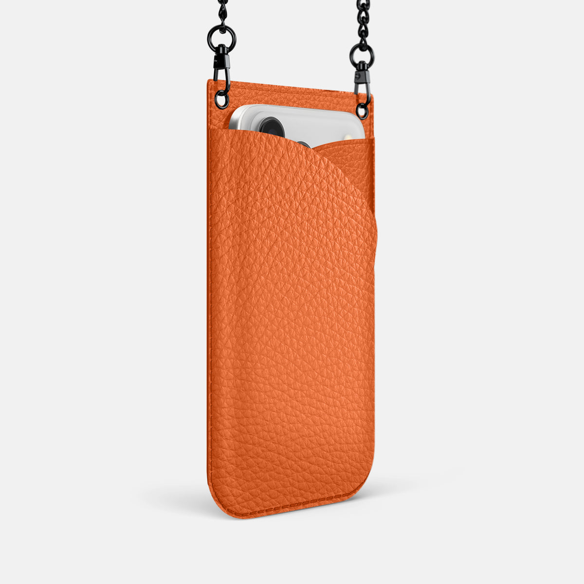 Crossbody Bag For iPhone 17 Pro In Calf -2 | Orange-Black