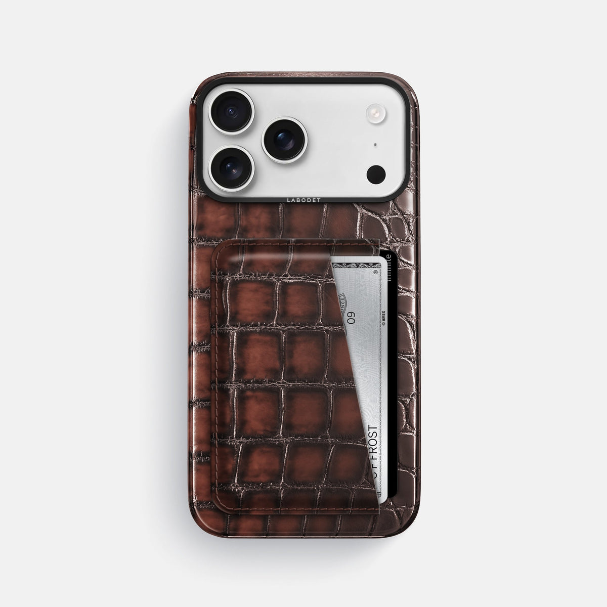 Double Card Case For iPhone 18 Pro Max In Patina Alligator -1 | Havana-Brown-Black