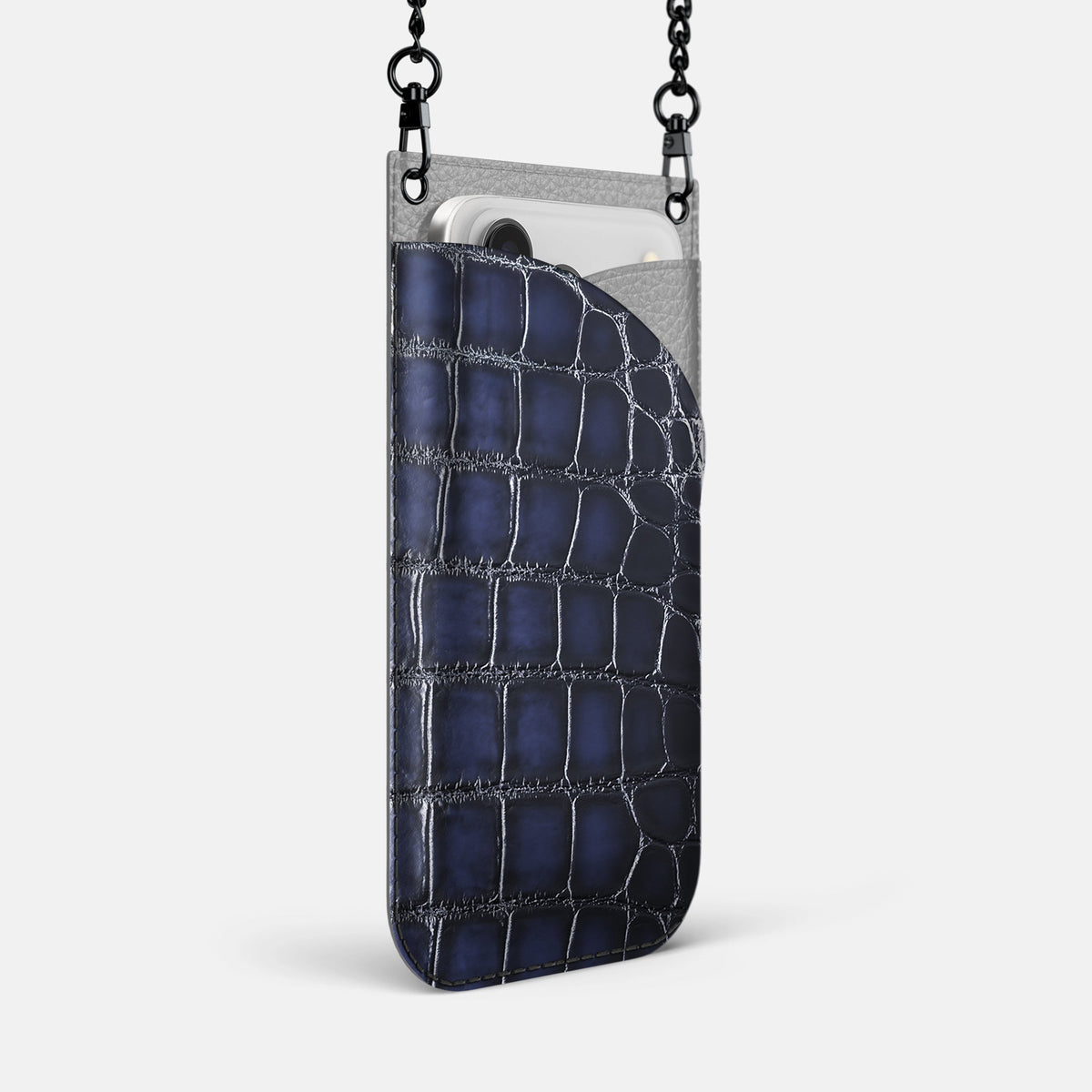 Crossbody Bag For iPhone 18 Pro Max In Patina Alligator -2 | Havana-Blue-Black