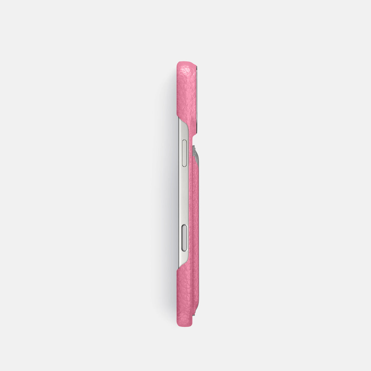 Double Card Case For iPhone 17 Pro In Calf -3 | Pink-Steel