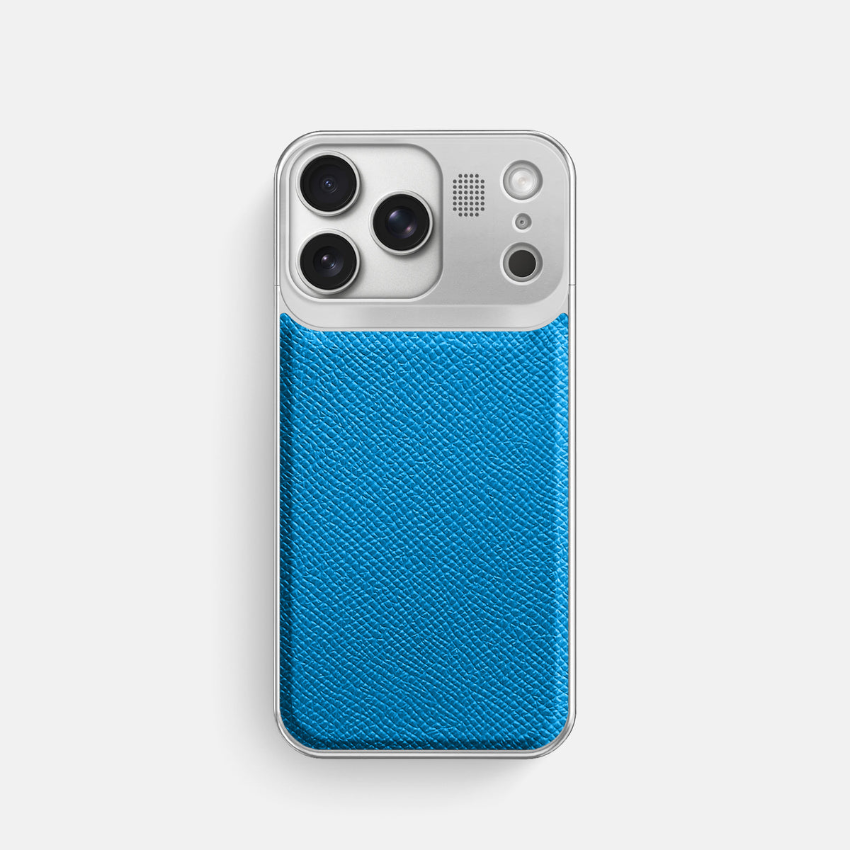 Metal Case For iPhone 17 Pro In Epsom-Style Calf -1 | Sky-Blue-Steel