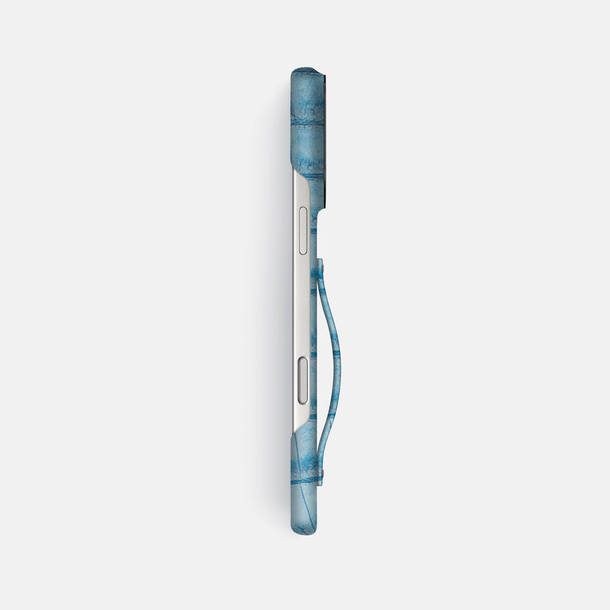 Finger Case For iPhone 18 Pro Max In Himalayan Crocodile -3 | Ice-Blue-Black