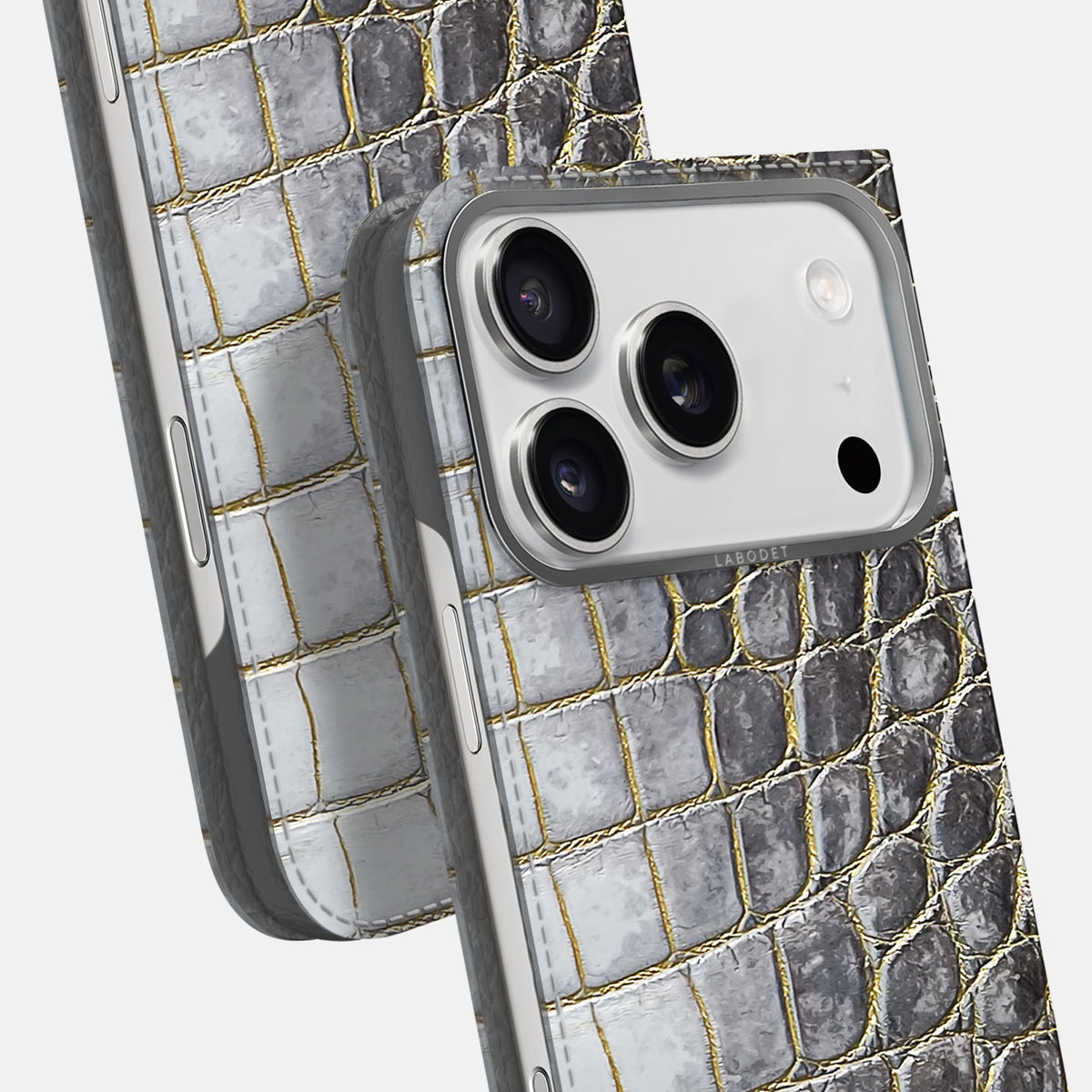 Folio Case For iPhone 17 Pro Max In Himalayan Crocodile -5 | Gold-Steel