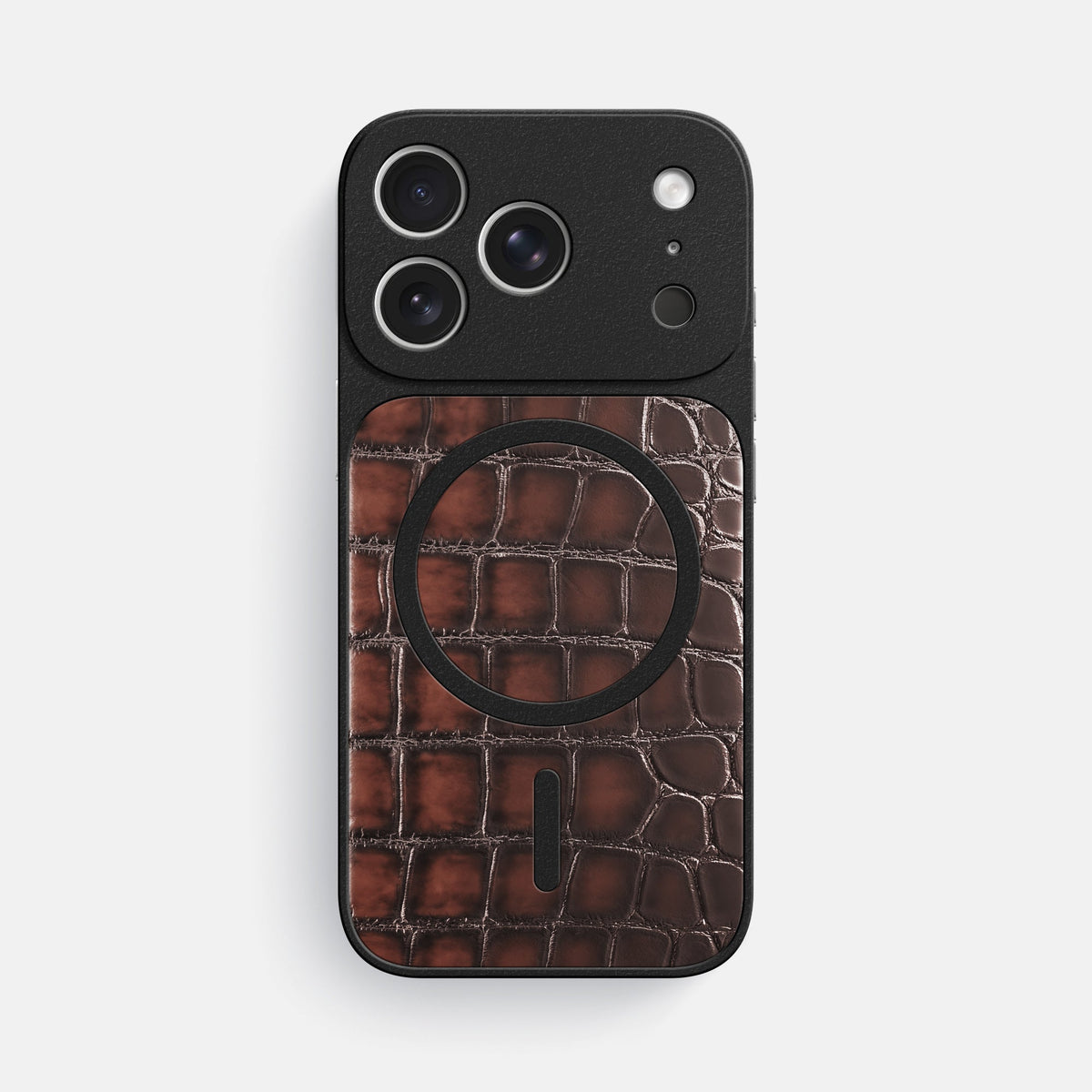 MagSafe Mask For iPhone 18 Pro Max In Patina Alligator -3 | Havana-Brown